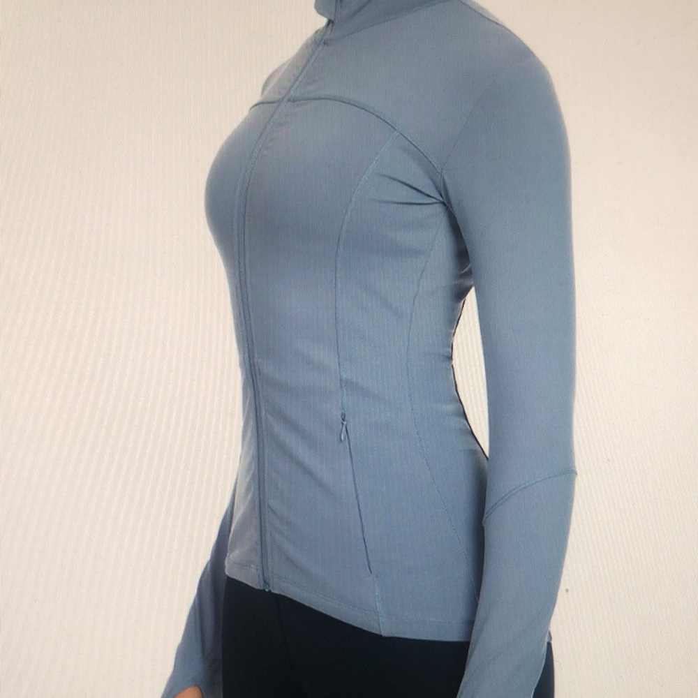 Light Blue Fitted Zip-Up Jacket - image 3